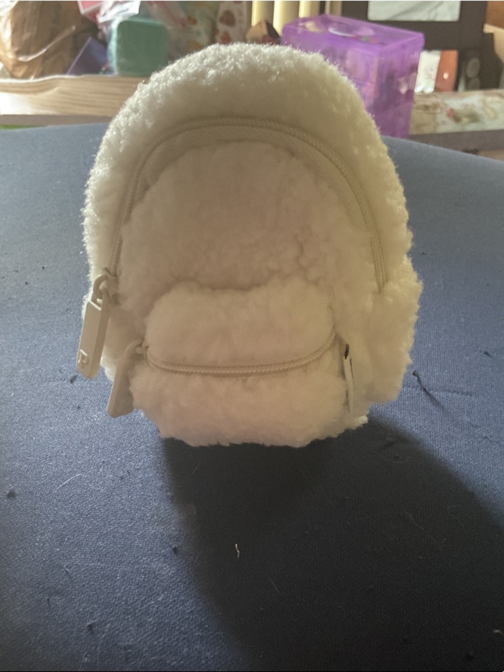 PINK/ V.S. Plush PSherpa Mini Backpack Bag - Cream